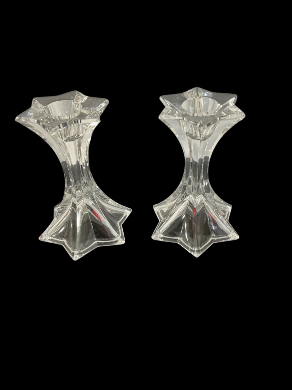 Mikasa Firestar Austrian Lead Crystal Star Candle Holders Pair T9988-337 NWT